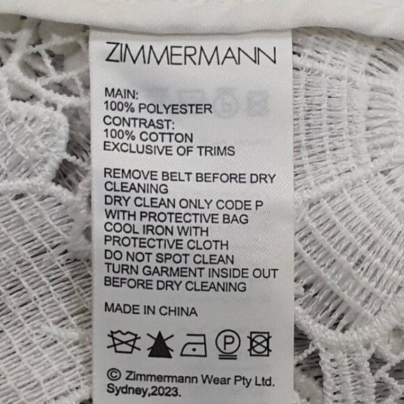 Zimmermann Halliday White Lace Dress - SIZE 2 (6-8) - Picture 6 of 7